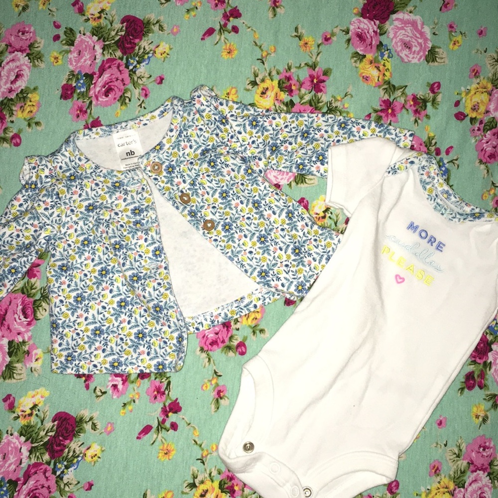 Newborn onesie with covered jacket